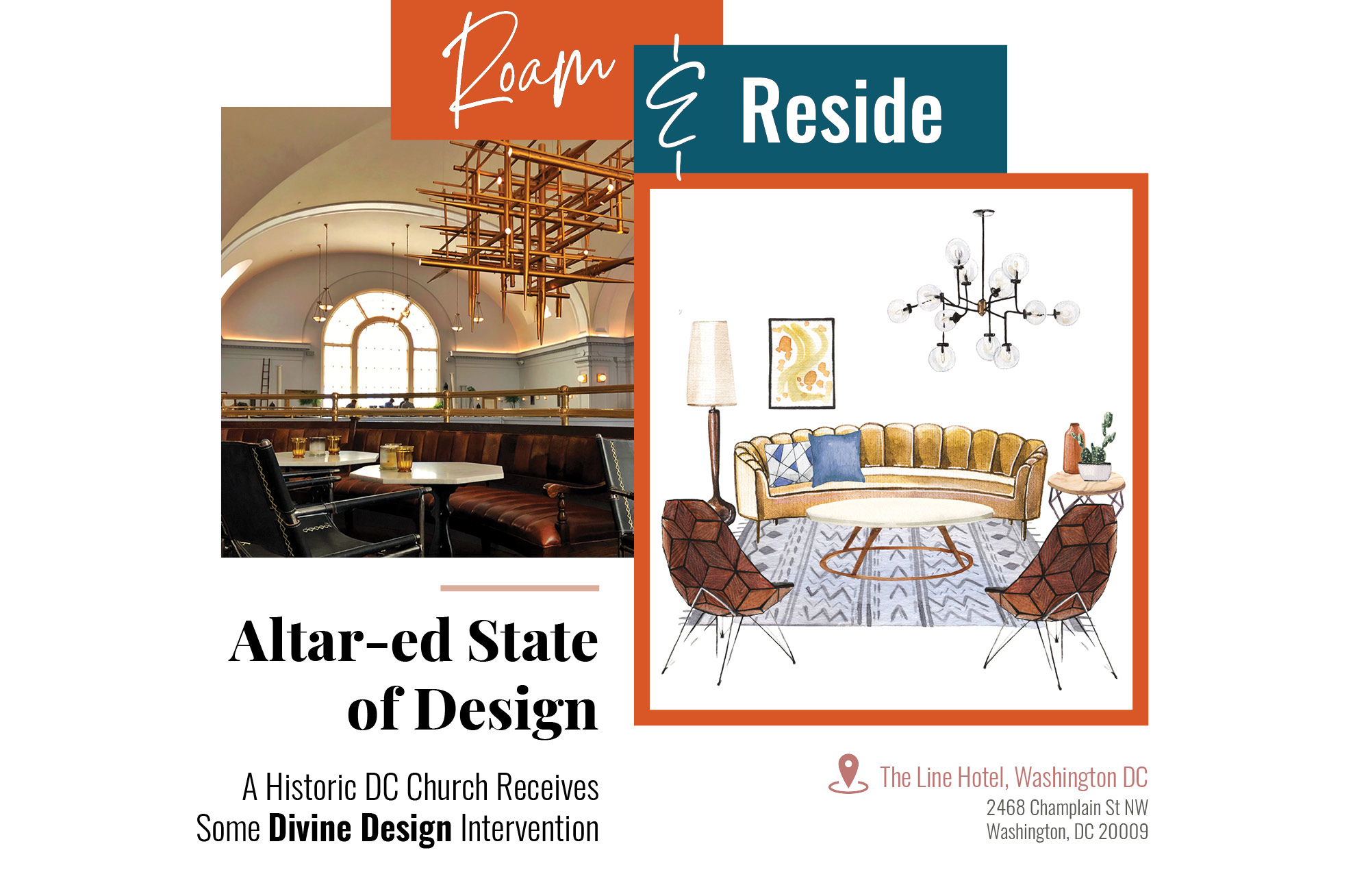 Eclectic interior design in historic Washington DC Church Transformation