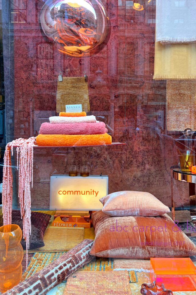ABC Home - the best home decor store in New York City - monochromatic pink display window merchandising