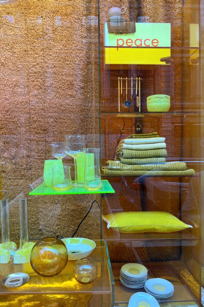 ABC Home - the best home decor store in New York City - monochromatic yellow display window merchandising
