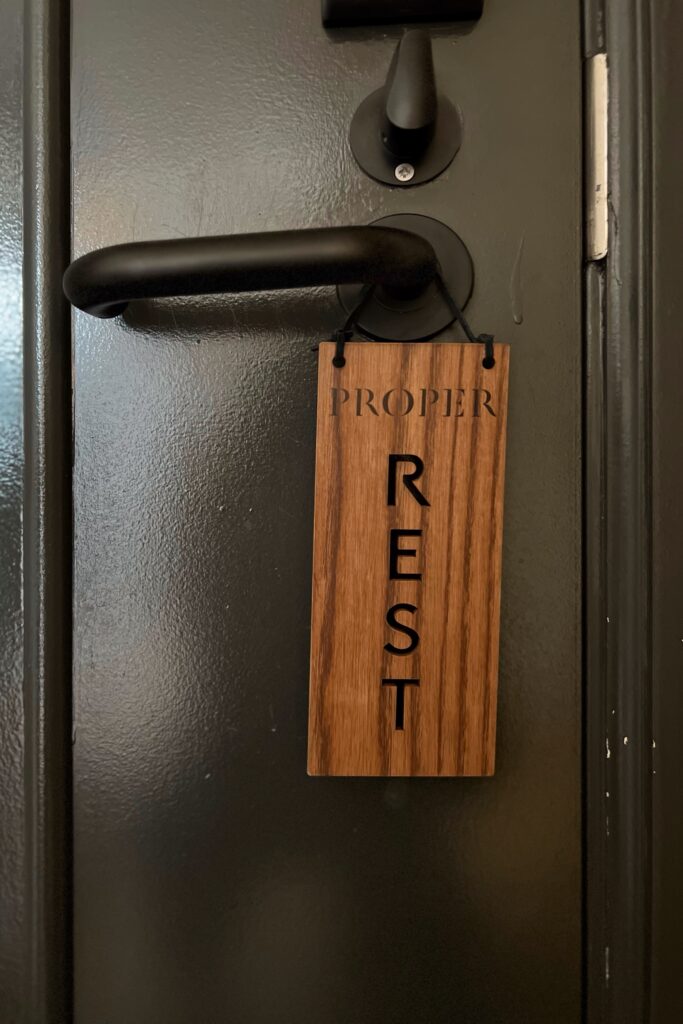 Luxury hotel in dowtown Los Angeles - Rest door tag at the Proper Hotel.