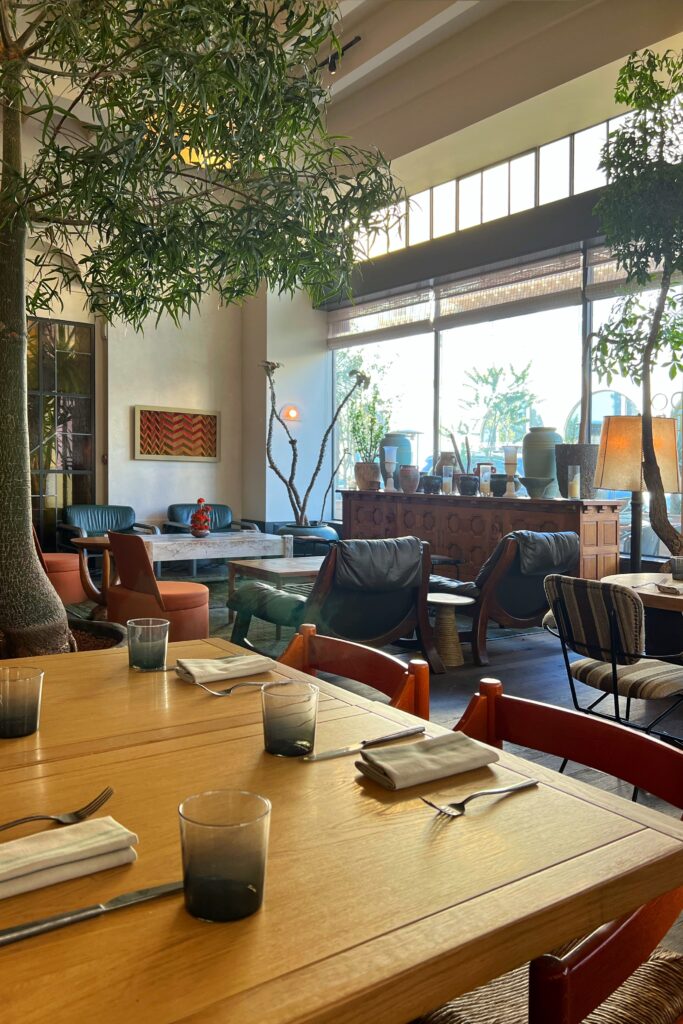 Luxury hotel in dowtown Los Angeles - Lounge and dining seating at the Proper Hotel.