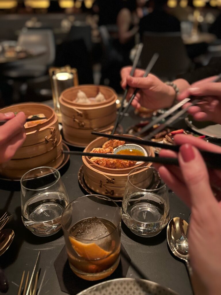 Chopsticks and food at Restaurant 53 in New York City.