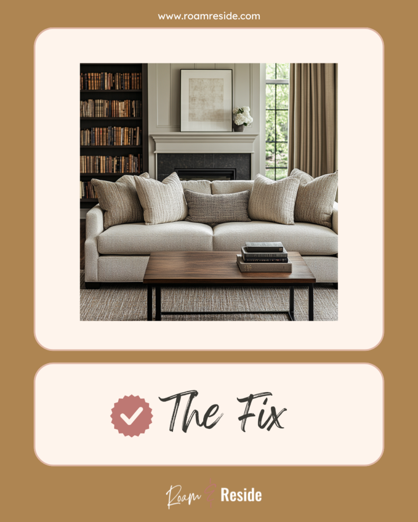 Throw pillow styling tips - a pleasing mix of various sizes and shapes of pillows look appropriate and have a visual mix that makes the sofa have that designer look.