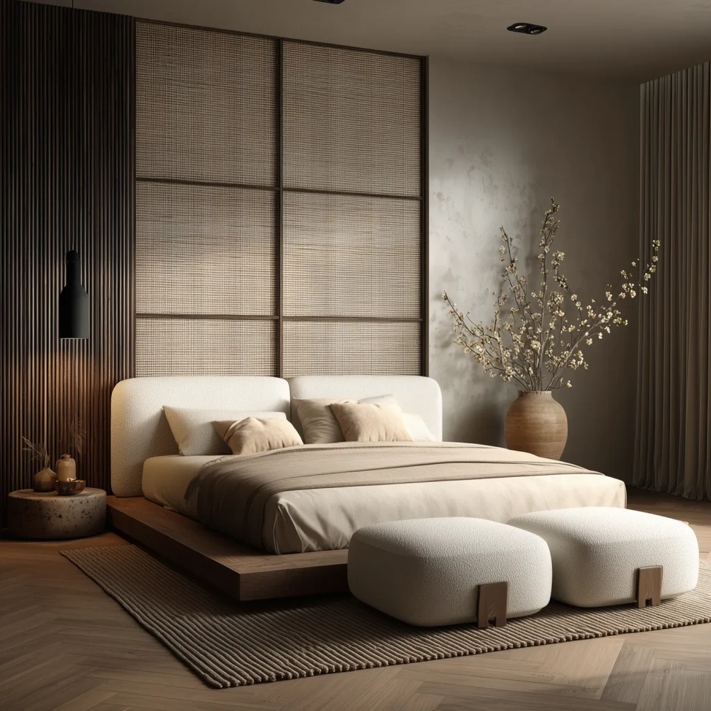 wabi-sabi-bedroom-upholstered-headboard-wall-rattan-panels-neutral-design.png